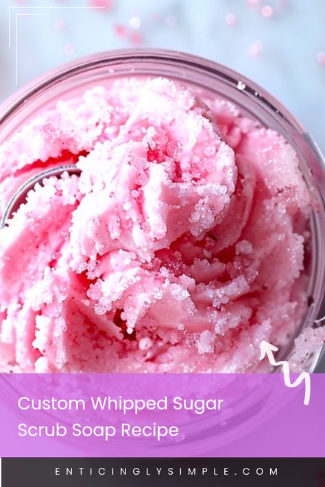 Discover how to create a delightful whipped sugar scrub soap from the comfort of your home with this easy-to-follow beginner-friendly recipe. Explore customization options for scents and colors, making it simple to reflect your unique style. This luxurious DIY sugar scrub not only cleanses but also leaves your skin feeling soft and refreshed. Perfect for personal use or as heartfelt gifts for friends and family. Embrace the art of handmade beauty with this straightforward guide to skincare joy. Diy Foaming Body Scrub Recipe, Soap Scrub Recipe, Emulsified Sugar Scrub Recipe, Sugar Cookie Scrub, Whipped Sugar Scrub Recipe, Whipped Soap Diy, Diy Sugar Scrub Recipe, Whipped Sugar Scrub, Skincare Recipes