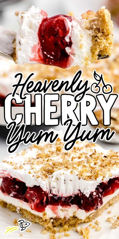 Cherry Yum Yum Cherry Yum Yum Recipe, Cherry Yum Yum, Cherry Delight Dessert, Cherry Recipes Dessert, Desserts Summer, Cream Cheese Desserts, Fluff Desserts, Cherry Desserts, Cold Desserts