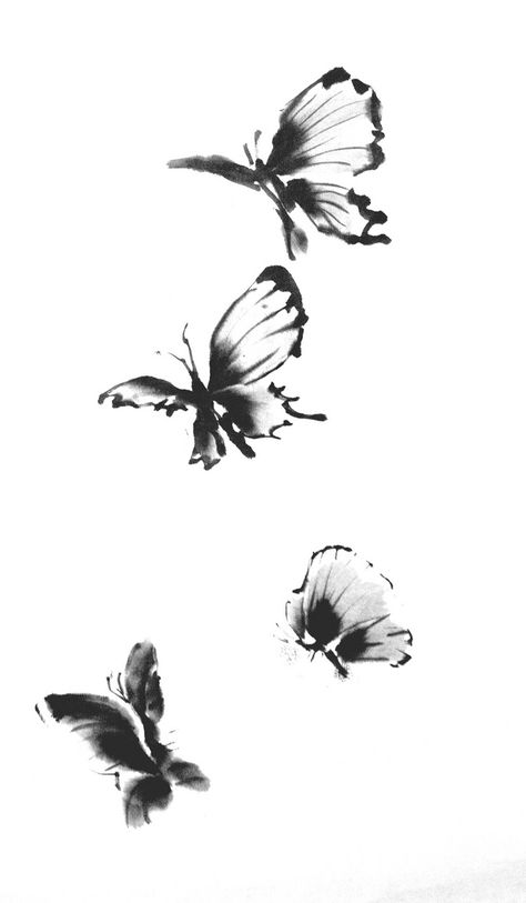 Painting Of Butterfly, Japanese Ink Painting, Korean Painting, White Butterflies, Sumi E Painting, Ink Wash Painting, Arte Peculiar, Chinese Art Painting, Japanese Drawings