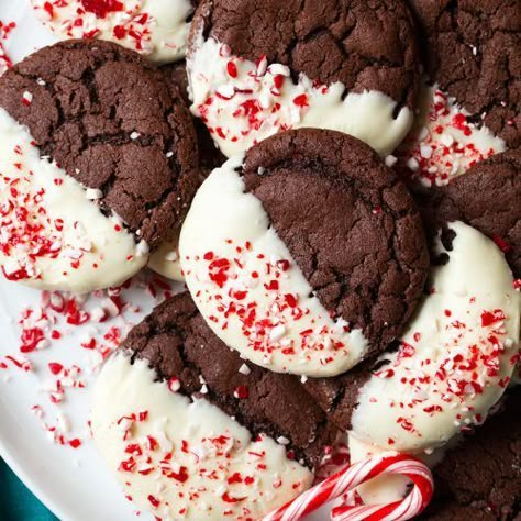 White Chocolate Dipped Peppermint Chocolate Cookies Recipes Using White Chocolate, Gluten And Dairy Free Cookies, Chocolate Spread Recipe, Recipe With Cocoa Powder, Garlic Parmesan Chicken Skewers, Parmesan Chicken Skewers, Peppermint Brownie Cookies, Creamy Jalapeno Dip, York Peppermint Patties