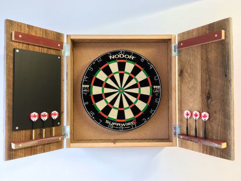 Cabinet Making, Rustic Dart Board, Darts Board, Dart Board Cabinet, Pine Plywood, Rustic Cabinets, Bar Games, Barn Board, Dart Board