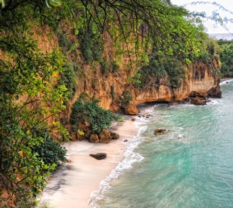 Secret Bay Dominica Nature, Dominica Travel, Volcanic Terrain, Rainforest Foliage, Roseau Dominica, Caribbean Beaches, Fire Nation, Hidden Beach, Caribbean Travel