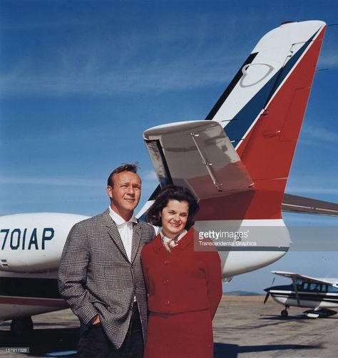 Arnold Palmer and his wife pose in front of their personal airplane around 1965 in Latrobe, Pennsylvania. Personal Airplane, Latrobe Pennsylvania, Arnold Palmer, Sports Hero, Pennsylvania, Getty Images, High Resolution, Royalty, Golf