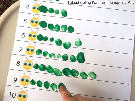 Fingerprint Caterpillar Counting Activity | Preschool Math Aktiviti Prasekolah, Counting Activities Preschool, Bugs Preschool, Prek Math, Spring Preschool, Pre K Activities, Spring Fun, Aktivitas Montessori, Counting Activities