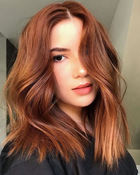 Wavy Razored Lob For Thick Hair Razored Lob, Ginger Hair Color, Perfect Face, Bright Copper, Long Bob Haircuts, Copper Hair Color, Hair Color Auburn, Lob Haircut, Long Red Hair