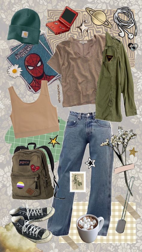 #outfitinspo #nonbinary #lgbtq #earthtones Nonbinary Outfits, Nonbinary Aesthetic, Pride Outfit, My Vibe, Aesthetic Outfits, Pretty Cool, Fitness Inspo, Your Aesthetic, Connect With People