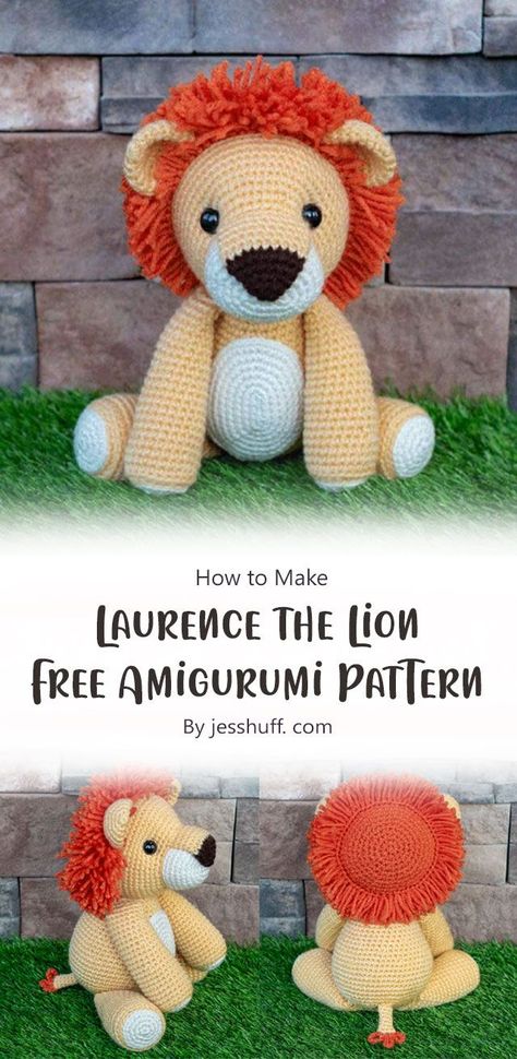 Crochet Stuffed Lion Free Patterns, Arigumi Patterns Free Lion, Free Lion Amigurumi Patterns, Crochet Lion Lovey Free Pattern, Free Lion Crochet Pattern, Big Amigurumi Free Pattern, Large Crochet Animals Free Pattern, Crochet Lion Pattern Free, Lion Crochet Pattern Free