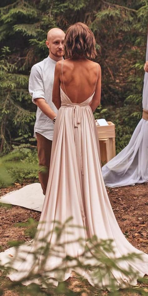 27 Awesome Simple Wedding Dresses For Cute Brides | Wedding Dresses Guide Spaghetti Strap Backless Wedding Dress, Simple Cream Wedding Dress, Simple Boho Beach Wedding Dress, Low Back Simple Wedding Dress, Simple Champagne Wedding Dress, Simple Wedding Dress Open Back, Blush Wedding Dress Simple, Simple Cheap Wedding Dress, Simple Spaghetti Strap Wedding Dress