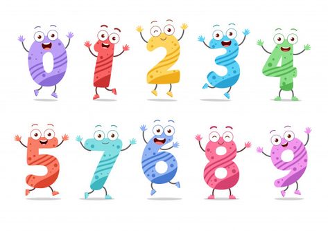 Cute funny numbers set Premium Vector | Premium Vector #Freepik #vector #school #kids #education #character Cute Numbers, Numbers Illustration, Math Clipart, Funny Numbers, Number Vector, Free Characters, Christmas Kindergarten, Numbers For Kids, Cute Whales