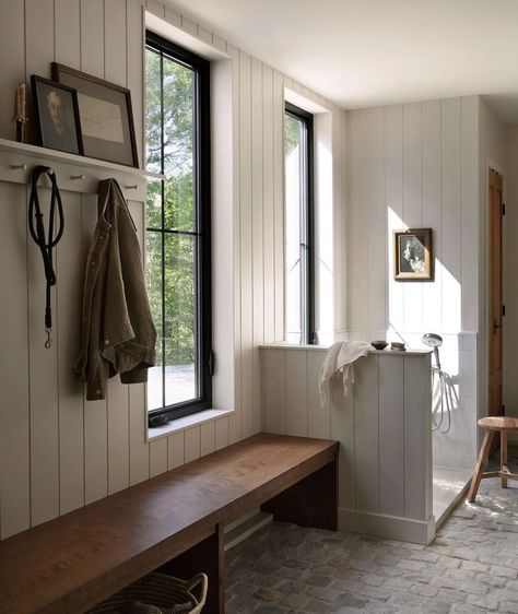 Breezeway Laundry Mud Room, Old Country Bathroom, Large Mudroom Laundry Room, Brick Mudroom, Mud Room Hallway, Breezeway Mudroom, Large Mudroom, Laundry Room/mudroom, Farmhouse Mudroom