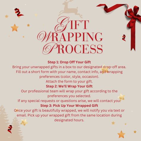 The Griffin Antique Mall will offer holiday gift wrapping services beginning Oct. 15, adding convenience and festive charm for shoppers throughout the season. The program will run through Dec. 13th, with that date serving as the final day to drop off packages for wrapping. The mall will wrap the first five gifts for free. After that, customers can have additional gifts wrapped for $2.50 per item. Purchases made in-store will qualify for free wrapping, making it easier for customers to find th... How Much To Charge For Gift Wrapping, Gift Wrap Business, Gift Wrapping Price List, Gift Wrapping Service Flyer, Gift Wrap Fundraiser, Gift Wrapping Fundraiser, Fun Fundraisers, Booster Club, Wrapping Techniques