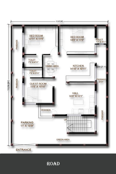 THIS HOME IS HAVING

GROUND FLOOR -
   1 - PARKING
   1 - LIVING AREA
   1 - TOILETS
   1 - KITCHEN
   1 - DINING AREA
   1 - STAIRCASE
   2- BEDROOM
     GEST ROOM 50×60 House Plan, 50×40 House Plan, 40×50 House Plans, 40x 30 House Plans, 50x50 House Plans Layout, 60×40 House Plans, 40×40 House Plans, 40 60 House Plans, 35x45 House Plan