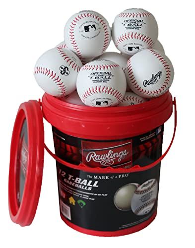 Rawlings | Official T-Balls | TVB | Youth/6u | Bucket | 12 Count | Sponge Rubber Core | Indoor/Outdoor White Baseball Buckets, T Ball, Bowling Team, Basic Skills, Play Baseball, Kids Items, Creative Hobbies, Sports Collectibles, Leather Cover