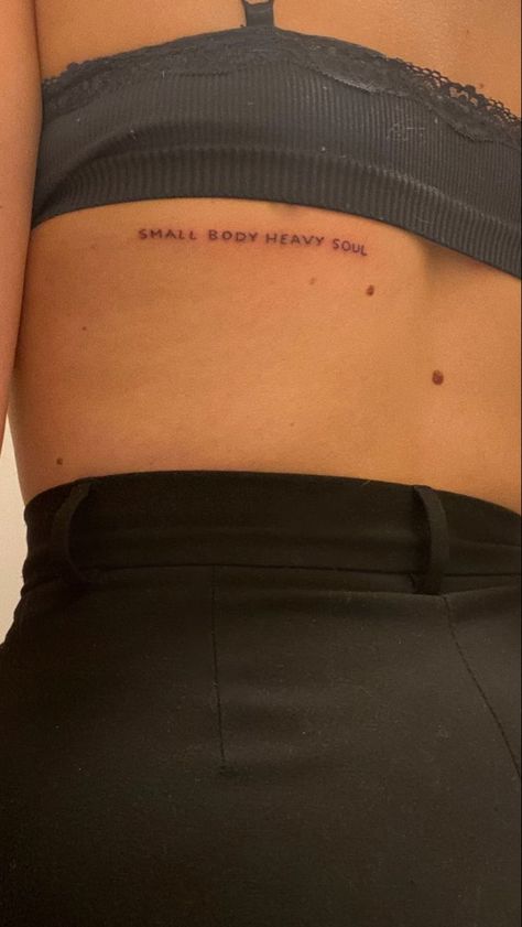 Small body heavy soul tattoo... Above Buttcheek Tattoo, Small Body Heavy Soul Tattoo, Small Mid Back Tattoo, Lower Back Side Tattoo, Mid Back Tattoo Women, Heavy Soul Tattoo, Mid Chest Tattoo, Side Torso Tattoos For Women, Small Lower Back Tattoos