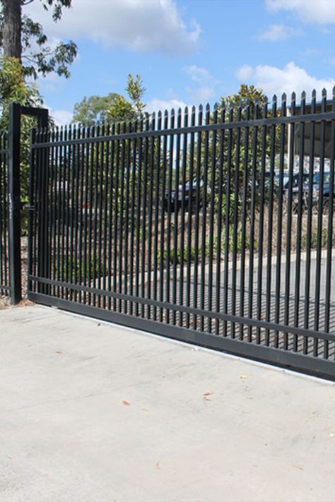 Protector hot-dipped galvanised steel with 6 point welds and 10 year powder coating warranty. Security Fencing, Welded Wire Fence, Outdoor Gate, House Fence Design, Iron Gate Design, Security Fence, Steel Fence, Steel Gate, House Gate Design