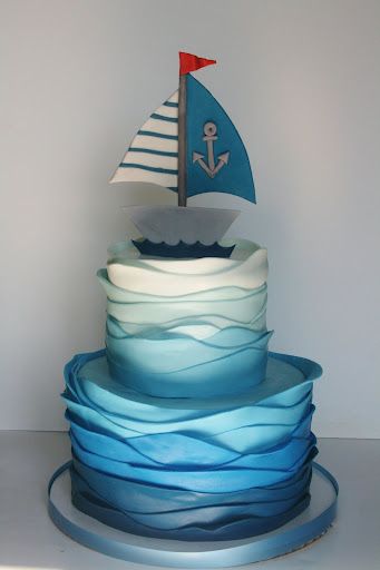 Fantastic Nautical cake!!!  birthday party, shower... sailboat.  ||  And Everything Sweet Nautical Cake, Gateaux Cake, Nautical Baby Shower, Baby Cakes, Nautical Baby, Nautical Wedding, Cakes For Boys, White Cake, Love Cake