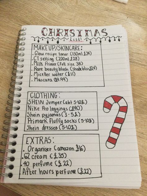 Christmas List Set Up Ideas, Christmas Wish List Layout Ideas, Christmas List Organization Ideas, Organized Christmas List, Cute Christmas Lists On Paper, Christmas Wishlist Drawing Ideas, Cute Christmas List Designs, Christmas Whislist Ideas Paper, Christmas Wishlist Inspo On Paper