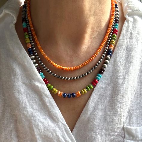 This southwestern inspired design is a show stopper with lots of sparkle and colorful personality. All the colors of the Southwest, sunrise and sunsets were carefully chosen to create a visually eye catching original and organic authentic piece. A meticulously crafted blend of materials and all natural colors will add personality to your casual or formal dress. Gemstone Choker, Yellow Necklace, Choker Jewelry, Necklace Extender, Bead Necklaces, Blue Green Orange, Southwest Jewelry, Arizona Turquoise, Sterling Silver Findings