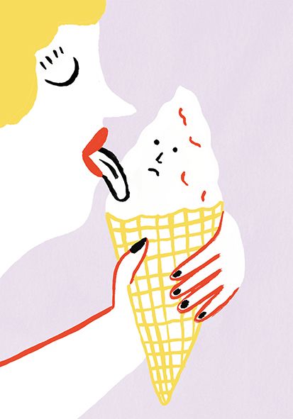 Funny Food Illustration, Modern Food Illustration, Taste Illustration, Cream Illustration, Gelato Illustration, Paris Baguette, Ice Cream Illustration, Food Artists, Illustration Food