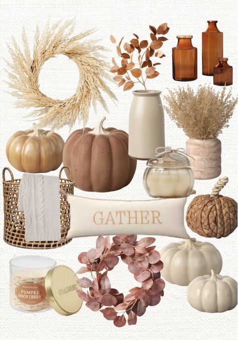 Brown And White Fall Decor, Fall Decor Ideas Front Door, Neutral Fall Wreath Ideas, Fall Decor Ideas For The Home Neutral, Fall Home Decor Neutral, Fall Neutral Home Decor, Neutral Pumpkin Decor, White Pumpkin Fall Decor, Neutral Fall Decor Kitchen