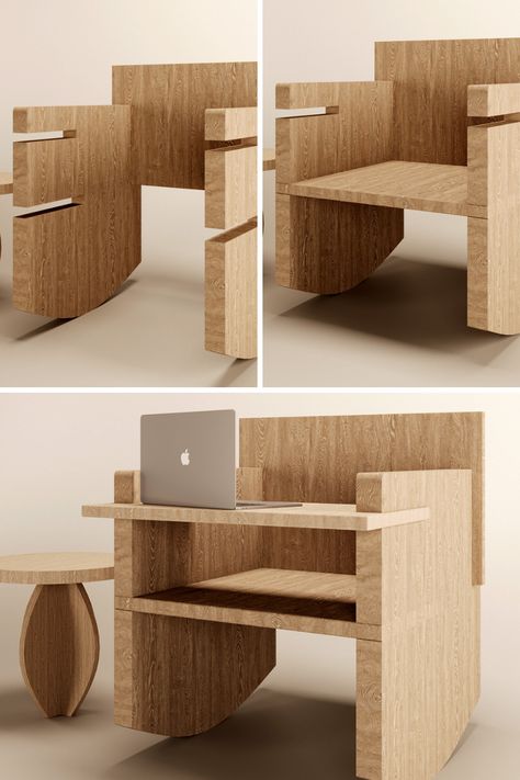 Modular Chair And Table, Space Saving Chairs, Design For Disassembly, Innovative Furniture Design, Multifunctional Furniture Design, Transformable Furniture, Modular Furniture System, Wood Chair Design, Modular Chair