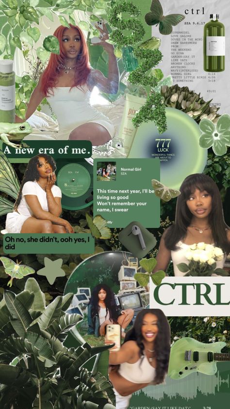 #wallpaper #aesthetic #fyp #collage #sza #green #cleangirl Sza Collage Wallpaper, Sza Aesthetic, Disney Moana Art, Wind Drawing, Intro To Art, Sza Singer, Cute Images For Wallpaper, Bad Girl Wallpaper, Music Collage