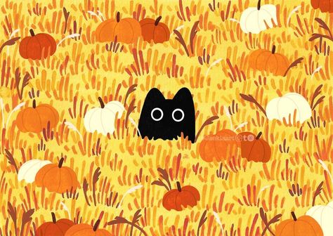 Fall Illustration Wallpaper Desktop, Spooky Desktop Wallpaper Aesthetic, Spooky Ipad Background, Aesthetic Orange Wallpaper Laptop, Pc Cat Wallpaper, Autumn Notion, Fall Wallpapers Ipad, Artsy Desktop Wallpaper, Fall Kawaii Wallpaper