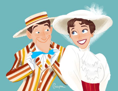 Mary and her old chum Bert by supercheyne.deviantart.com on @DeviantArt Mary Poppins And Bert, Mary Poppins Party, Images Disney, Mary Poppins, Disney Films, Musical Movies, Disney Fun, Disney Fan Art, Disney And Dreamworks