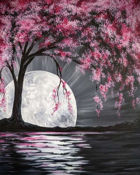 Cherry Blossom Painting, Easy Canvas Art, Soyut Sanat Tabloları, Easy Canvas Painting, Canvas Painting Designs, Blossoms Art, Simple Acrylic Paintings, Small Canvas Art, Blossom Tree