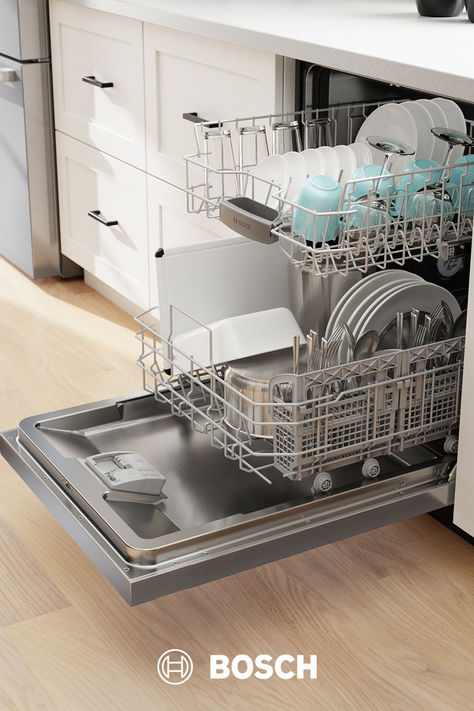 Our new 300 Series dishwasher is available and ready for your kitchen remodel. Highlights include the full stainless steel tub, two racks, a smarter clean, and quality in every detail. Bosch Kitchen, Bosch Dishwasher, Doing The Dishes, Best Dishwasher, Kitchen Seating, Steel Tub, Designer Bar Stools, Personalized Kitchen, Kitchen Shop