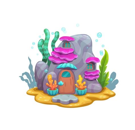 Vector cartoon underwater mountain rock ... | Premium Vector #Freepik #vector #underwater-world #sea #undersea #ocean Under The Sea Cartoon, Cartoon Underwater, Sea Cartoon, Underwater Drawing, Castle Clipart, Underwater Cartoon, Mountain Rock, Premium Vector Cartoon, Underwater House