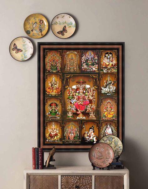 Hindu Alter Puja Room, All God Photos In One Frame, God Photos For Pooja Room, Pooja Room Photos Arrangement, All God Images In One Frame, God Photo Frames For Pooja Room, All Hindu Gods In One Picture, All Gods In One Picture, Pooja Shelf