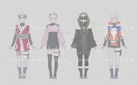 Kunoichi Outfit, Oc Bases, Oc Dress, Naruto Clothing, Ninja Outfit, Oc Reference, Anime Ninja, Clothing Design Sketches, Naruto Fan Art