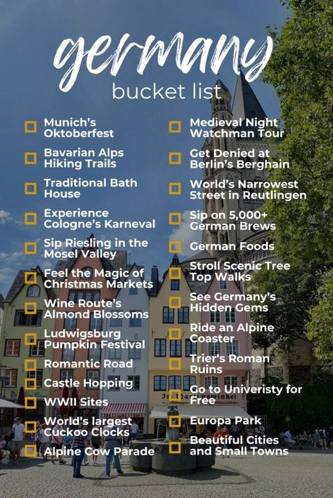 Germany bucket list Places To See In Germany, Berlin Berghain, Things To Do In Germany, Germany Bucket List, German Things, Classic Things, Life In Germany, Dreamy Destinations, Europa Park