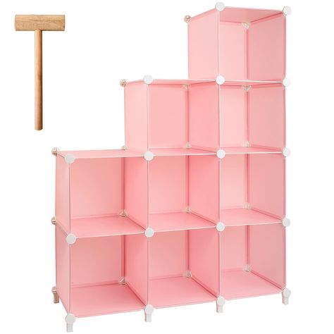 PRICES MAY VARY. ✔CLASSIC MODERN DESIGN - With classic modern color panels, this storage cube can easily match with your existing furnishings. It’s suitable to be used in many places like: living room, bedroom, kitchen bathroom, and office ✔EASY TO ASSEMBLE - Simple modular structure makes it easy to install and disassemble. Each cube is 11.8" x 11.8" x 11.8" which is a perfect shelf to display/hold your daily essentials ✔HIGH STABILITY- The cube storage organizer is made of thickened PP plastic Gold Armour, Bookshelf Closet, Pink Cabinets, Modular Closets, Closet Cabinet, Gold Armor, Bookcase Organization, Bookcase Diy, Bedroom Pink