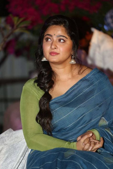 Anushka Shetty In Blue Saree At Awe Movie Pre Release Event - Tollywood Stars Anushka Pics, Anushka Shetty Saree, Anushka Photos, Anushka Shetty, Blue Saree, Actress Pics, Bollywood Girls, Arabian Horse, India Beauty