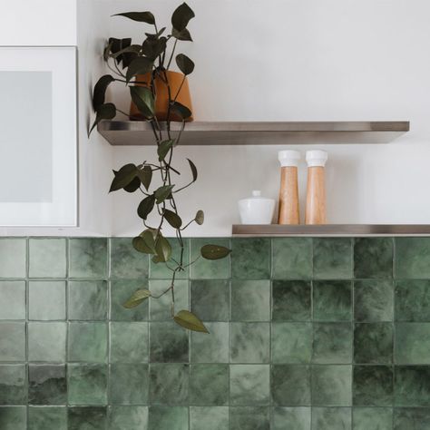 Smart Tiles Backsplash, Stick On Wall Tiles, Backsplash Tile Design, Green Backsplash, Self Adhesive Wall Tiles, Stick Tile Backsplash, Smart Tiles, Tile Covers, Peel N Stick Backsplash