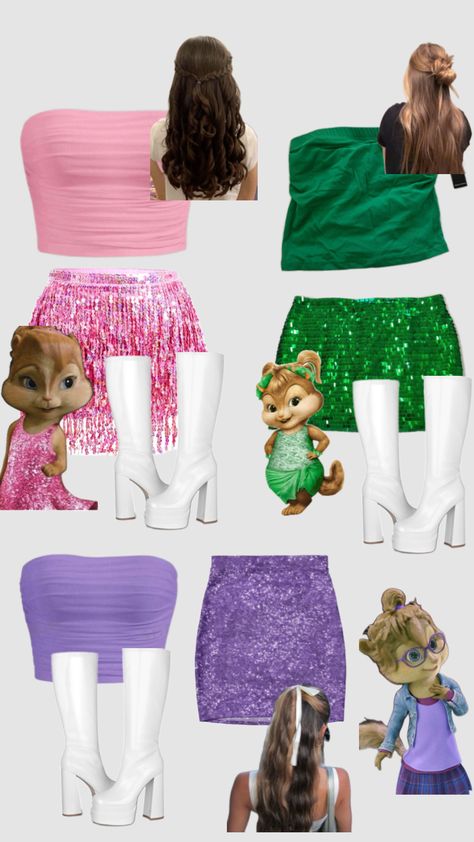 HALLOWEEN TRIO IDEA! Trio Ideas Halloween, Chippets Trio, Slurry Halloween Costume, Halloween Costumes Teen Girl Trio, Copper And Todd Halloween Costumes, Clueless Trio Halloween Costume, Carebear Halloween Costume Ideas, Bestie Costume Ideas Trio, Preppy Halloween Costume 3 People