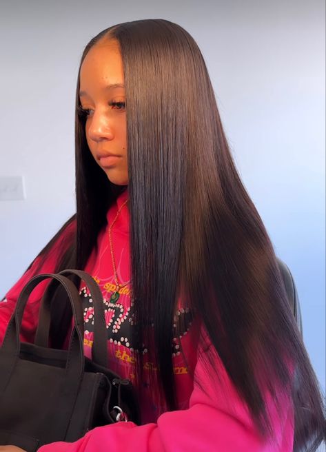 Weave Hair Color, Black Hair 90s, Wig Installation, Track Hairstyles, Middle Part Hairstyles, Quick Weave Hairstyles, Long Curly Wig, Dyed Hair Inspiration, Braided Cornrow Hairstyles