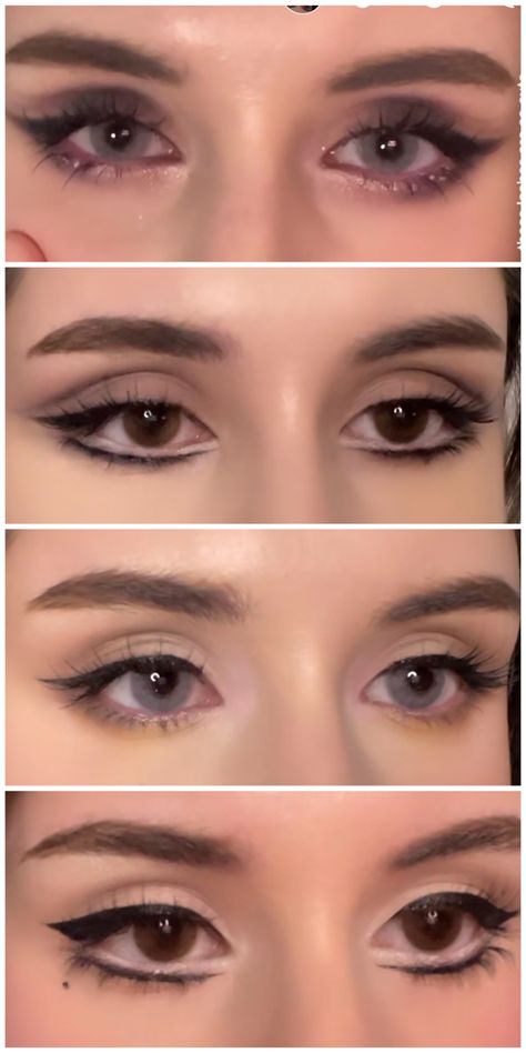 60s Dark Eye Makeup, Eye Shape Makeup Chart, Makeup For Prominent Eyes, Copy And Paste Latina Eyeshadow, Red Lip Neutral Eye Make Up, Big Doey Eyes Makeup, Dousing Eye Makeup, Doll Makeup Hooded Eyes, Double Lidded Eye Makeup