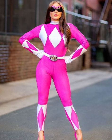 One of the best Halloween costumes 2021 Pink Bodysuit Outfit, Power Rangers Outfits, Ranger Costume, Kimberly Hart, Power Rangers Cosplay, Rita Repulsa, Power Rangers Costume, Pink Ranger, Pink Power Rangers