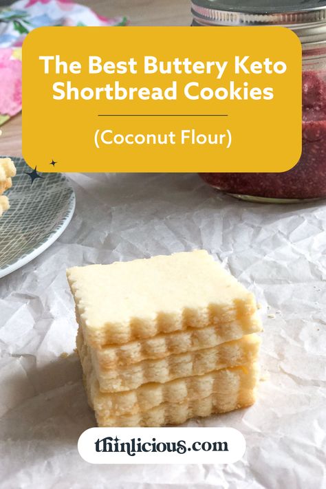 These keto shortbread cookies (coconut flour) are melt in your mouth delicious and only 1.7g net carbs! #keto #shortbreadcookies #ditchthecarbs Cookies Coconut Flour, Keto Shortbread Cookies, Keto Shortbread, Sugar Free Icing, Cookies Coconut, Keto Baking, Coconut Flour Recipes, Keto Cookie Recipes, Kids Baking