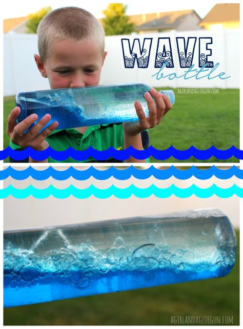 How to make a homemade wave bottle with kids! Beach Crafts For Kids, Sensory Bottles, Vbs Crafts, Ocean Crafts, Beach Crafts, Beach Kids, Camping Crafts, Ocean Themes, Bible School