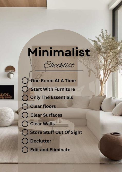 Minimalist: Living Made Easy Streamlined Checklist for Simplicity Printable PDF Guide With Essential Tips for a Clutter-free Life - Etsy Home Basics List, Very Minimalist Home, Minimalist Home List, How To Live A Minimalist Life, Beautiful Minimalist Home, Minimalist Essentials List, Apartment Tips And Tricks, Minimalism List, Minimalist Rules