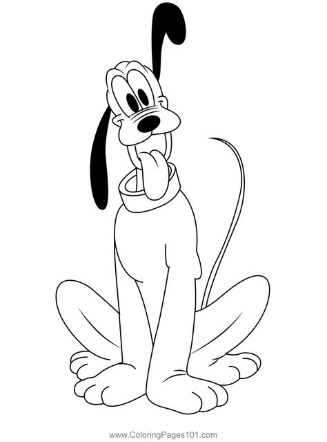 Funny Pluto Coloring Page Pluto Disney Drawing, Pluto Sketch, Pluto Drawing, Goofy Coloring Pages, Pluto Tattoo, Coloring Pages Disney, Pluto Disney, Disney Posters, Easy Coloring Pages