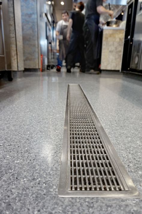 Commercial floor drains from zurn provides a complete line floor drains that are durable and easy to install.. Drains 15*15cm outdoor square stainless steel.. For superior kitchens choose paige stainless.. 23 x 23mm open mesh.You can look new details of Commercial Kitchen Floor Drain Grates by click this link : view details Kitchen Floor Drain, Unfinished Kitchen Cabinets, Floor Sink, Floor Drains, Diy Flooring, Commercial Flooring, Restaurant Kitchen, Kitchen Floor, Cool House Designs