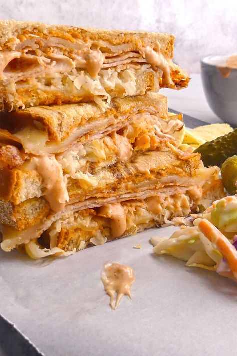 The Best Turkey Reuben {aka Rachel} Turkey Ruben, Florentine Lasagna, Creamy Chicken Florentine, Rachel Sandwich, Homemade Russian Dressing, Turkey Reuben, Classic Reuben Sandwich, Reuben Sandwich Classic, The Best Turkey