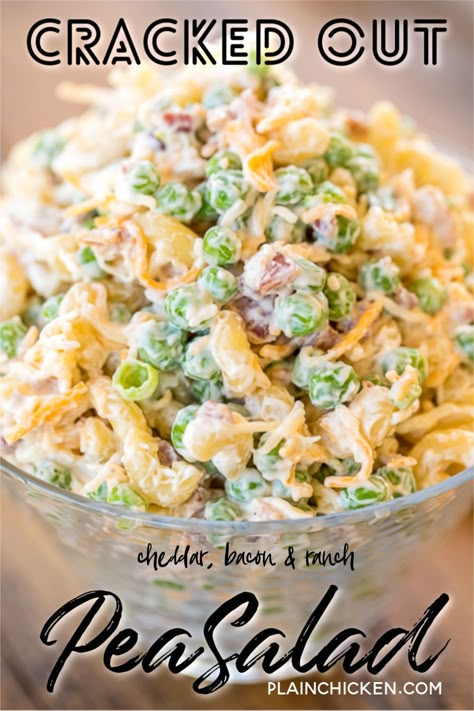 Cracked Out Pea Salad, Favorite Pasta Salad, Salad Macaroni, Cracked Out, Summer Pasta Salad Recipes, Pea Salad Recipes, Easy Pasta Salad Recipe, Plain Chicken, Pea Salad