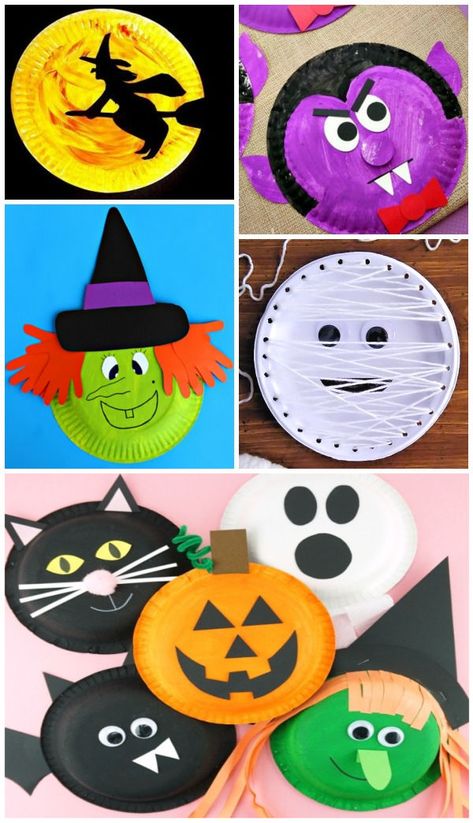 Kids Crafts Toddlers, Halloween Craft Activities, Dekorasi Halloween, Halloween Crafts Preschool, Paper Plate Crafts For Kids, Halloween Crafts For Toddlers, Halloween Paper Crafts, Halloween Arts And Crafts, Fall Arts And Crafts