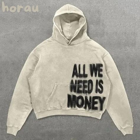 ALL WE NEED IS MONEY" OUT NOW 🎉 TAKE A LOOK Stylish Hoodie Women, University Assignment, Gothic Hoodies, Calm Fits, Shared Closet, Grunge Clothes, Clothing Y2k, Streetwear Hoodie, Y2k Goth